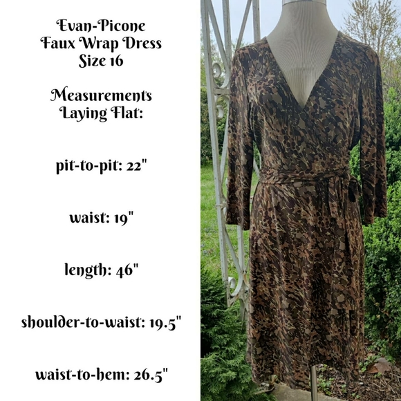 💥BLACK FRIDAY BOGO FREE EVERYTHING💥 Evan-Picone Abstract Camo Wrap Dress - Picture 1 of 6